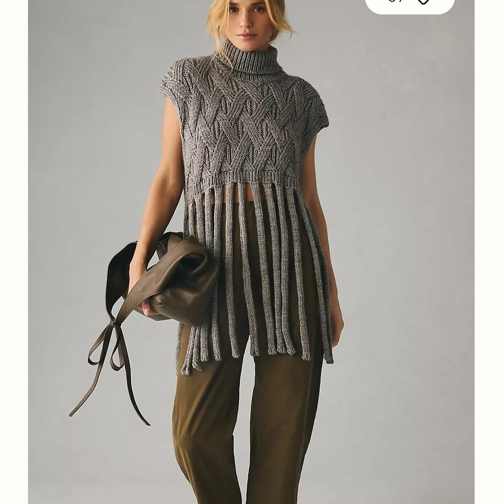Anthropologie Gray Cowl Neck Sweater Top